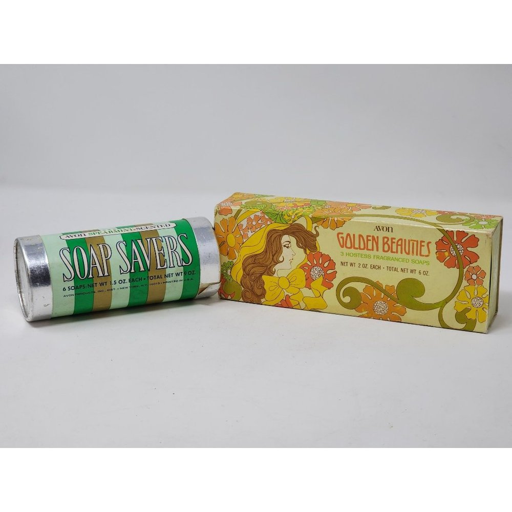 Vintage Avon Soap Savers Spearmint‎ Scented And Golden Beauties 3 Hostess Bars